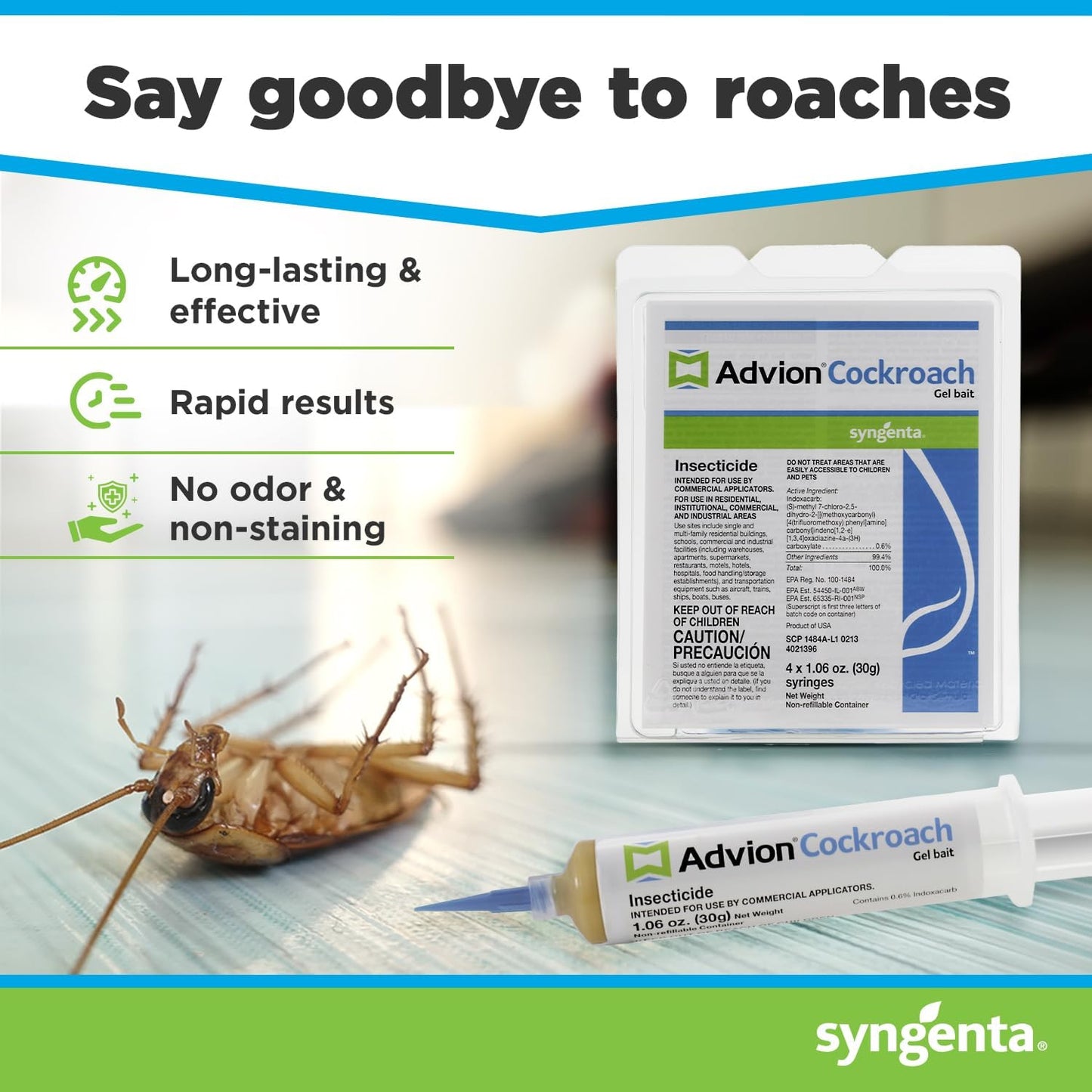 Syngenta 383920 Advion Cockroach Gel Bait 4 X 30 Gram Tubes for Roach Control