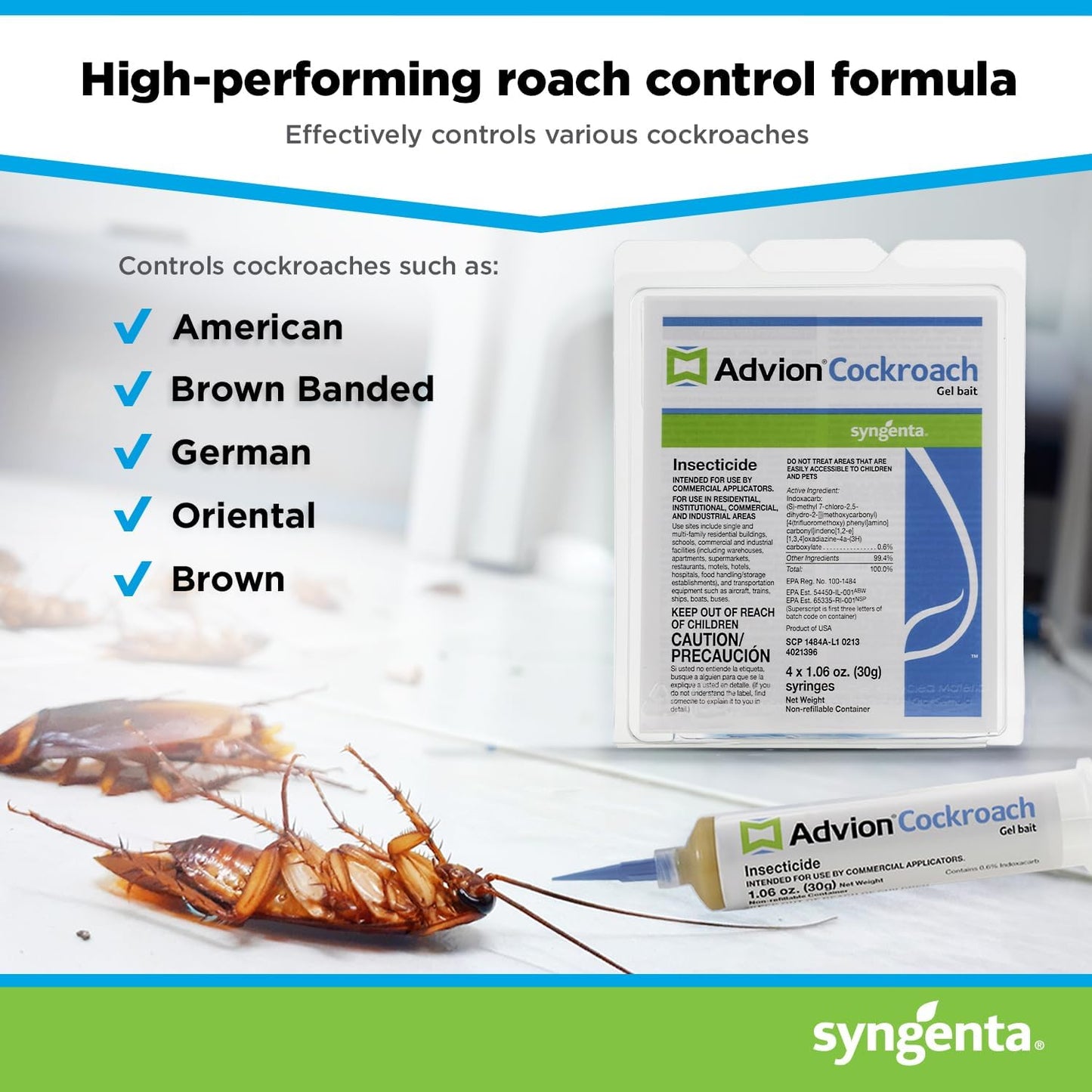 Syngenta 383920 Advion Cockroach Gel Bait 4 X 30 Gram Tubes for Roach Control